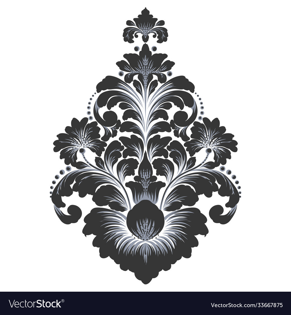 Damask element isolated central vector image Damask element isolated central