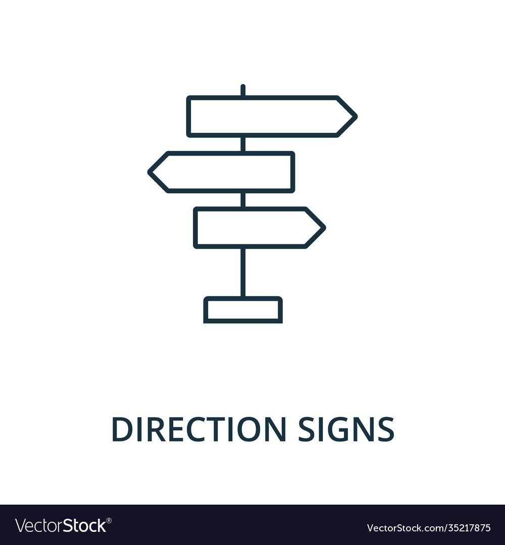 Direction signs icon line style element from