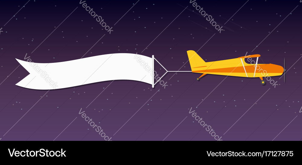 Flying Advertising Banner Plane With Horizontal Vector Image