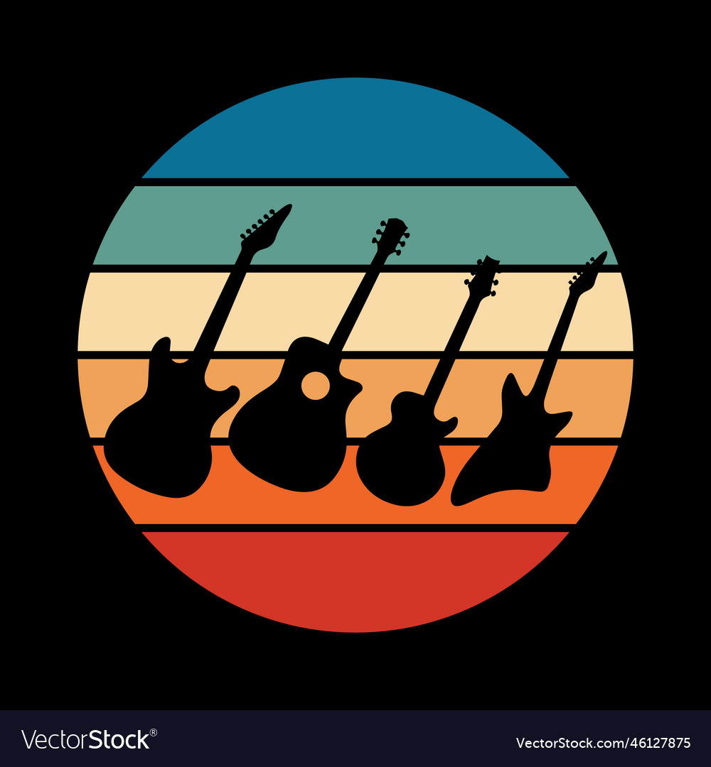 Guitar retro vintage musician t-shirt design vector image Guitar retro vintage musician t-shirt design
