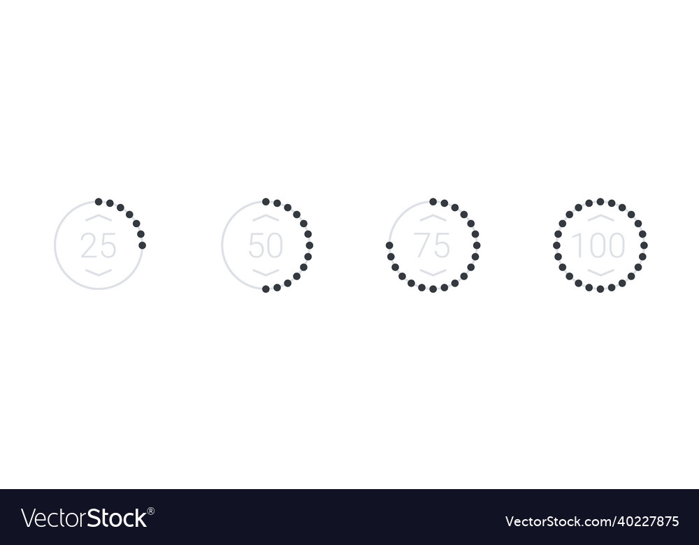 Loading icon download progress indicator set vector image Loading icon download progress indicator set