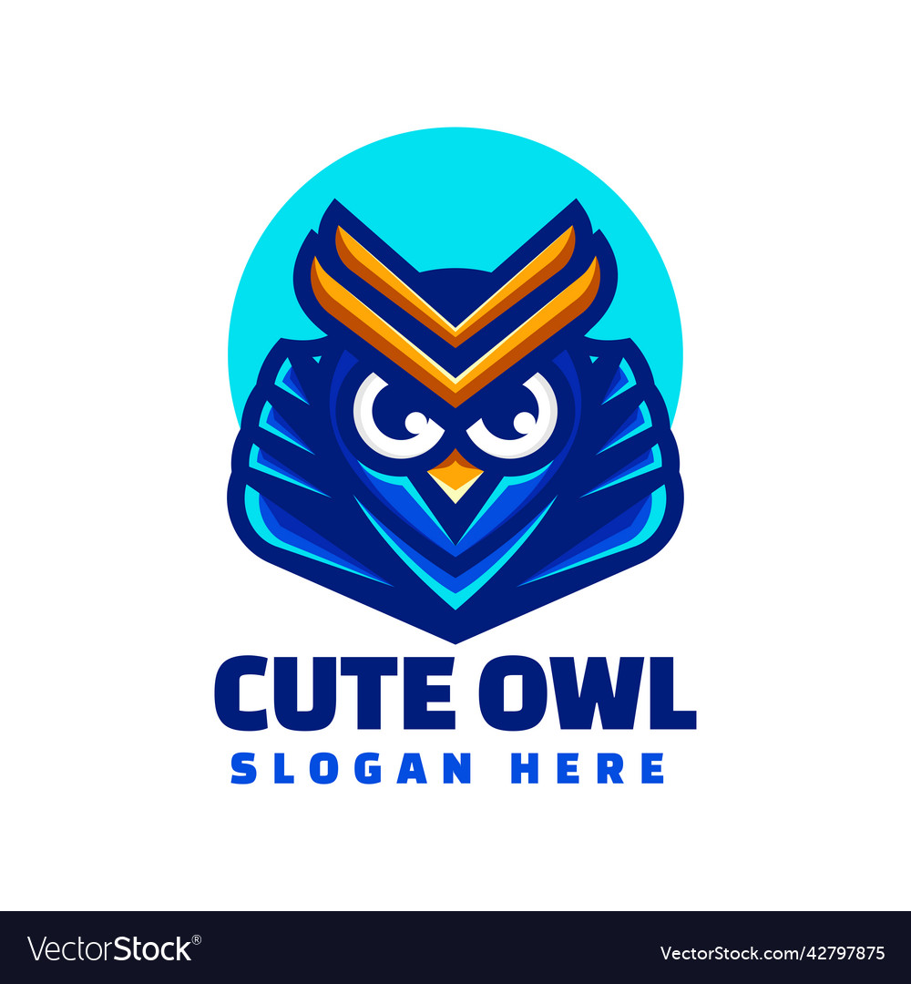 Logo king owl simple mascot style Royalty Free Vector Image