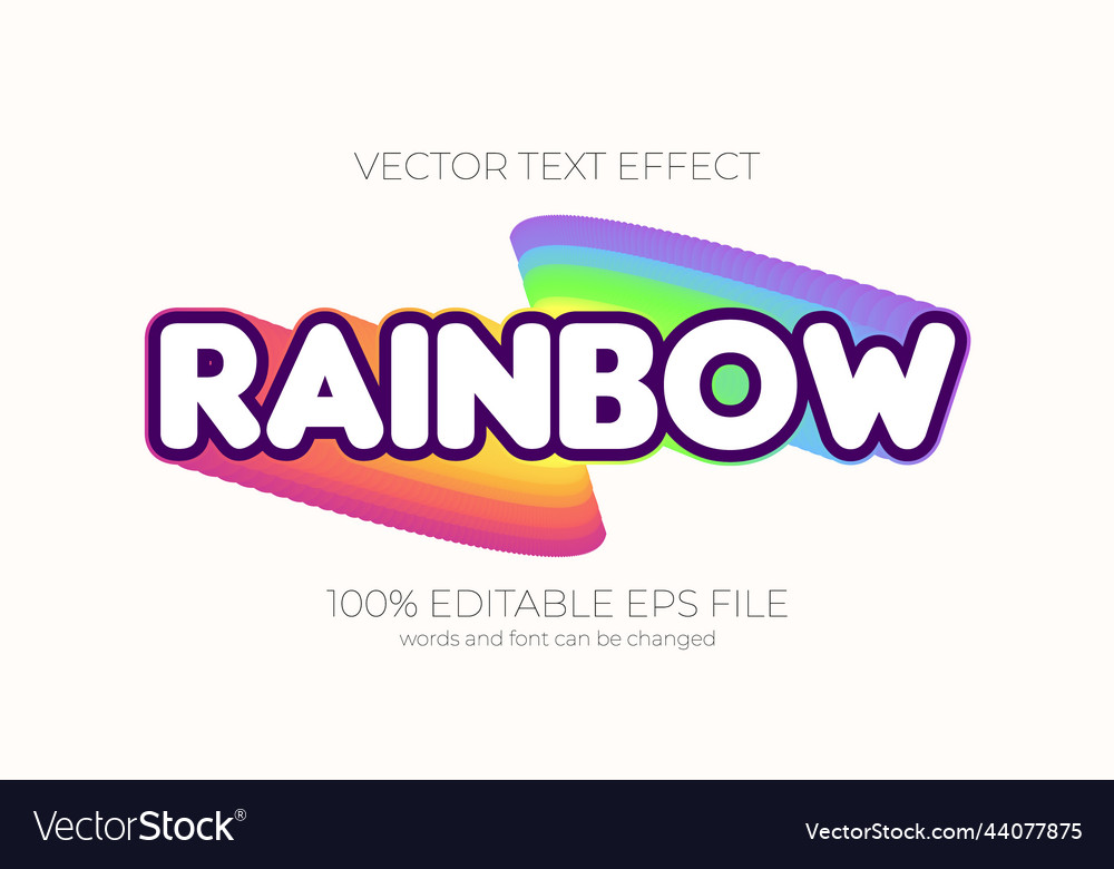 Rainbow editable text effect style eps Royalty Free Vector