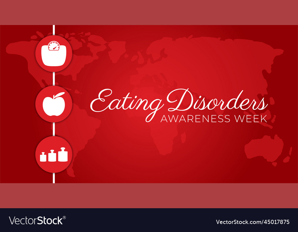 Red eating disorders awareness week with icons Vector Image Red eating disorders awareness week with icons