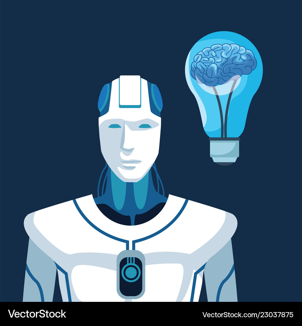 Robot with artificial intelligence Royalty Free Vector Image