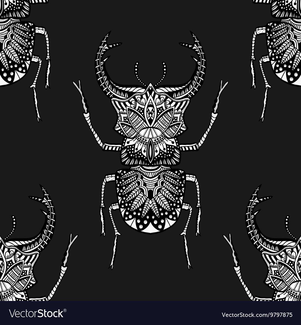 Seamless pattern with beetle