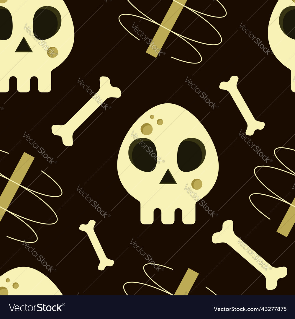 Seamless pattern with skulls and bones