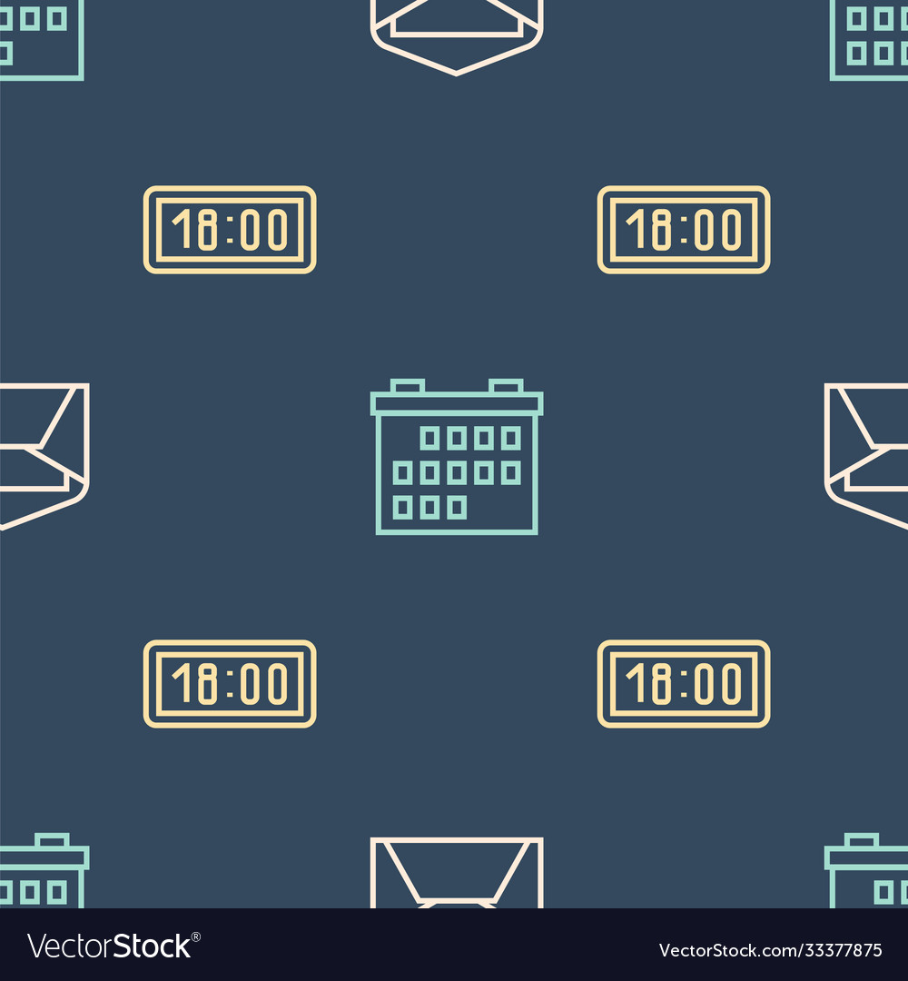 Set line envelope digital alarm clock vector image Set line envelope digital alarm clock
