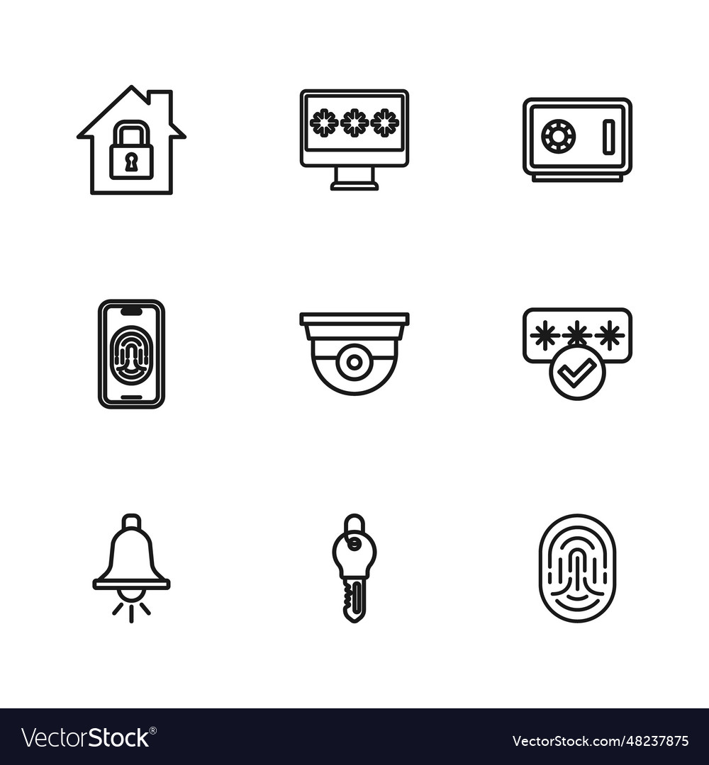 Set line key password protection fingerprint Vector Image Set line key password protection fingerprint