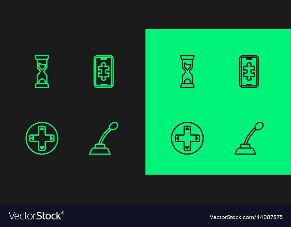 Set line microphone game controller or joystick vector image Set line microphone game controller or joystick