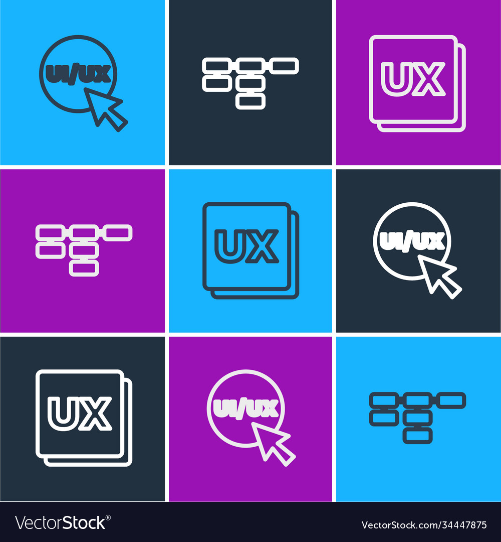 Set line ui or ux design and site map icon Vector Image Set line ui or ux design and site map icon