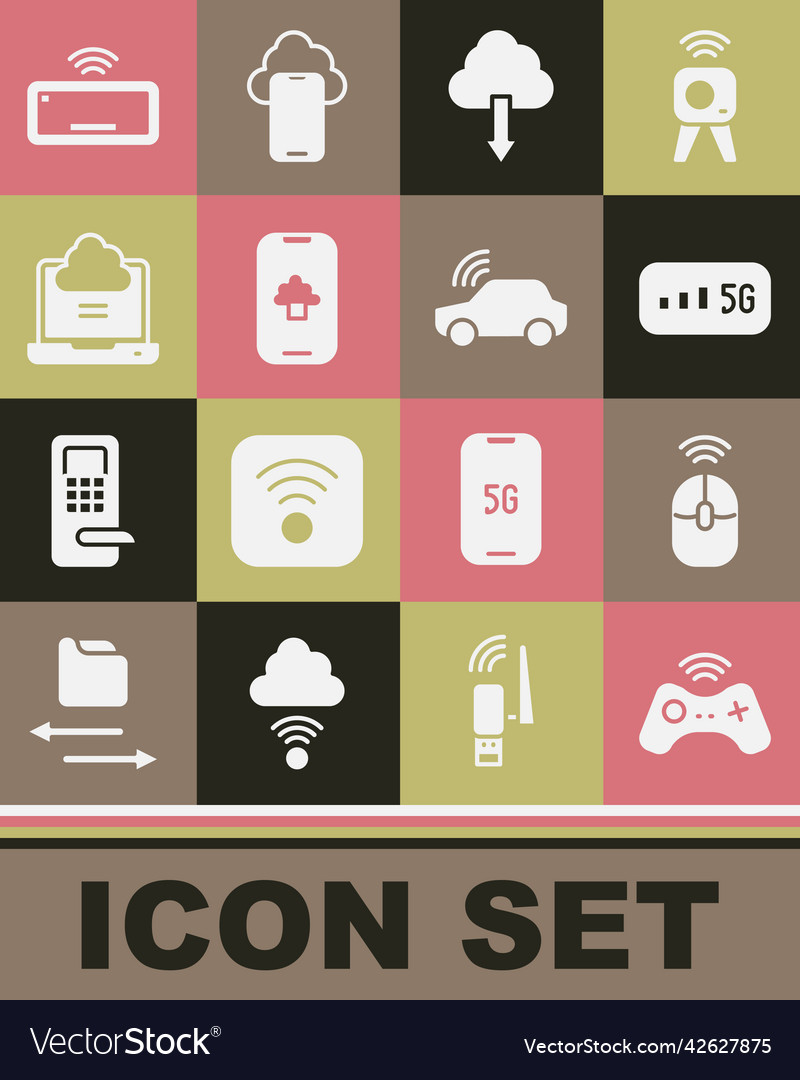 Set wireless gamepad computer mouse 5g vector image Set wireless gamepad computer mouse 5g