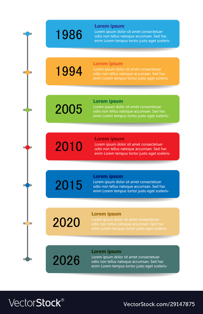 Timeline with color icons and place for text vector image Timeline with color icons and place for text