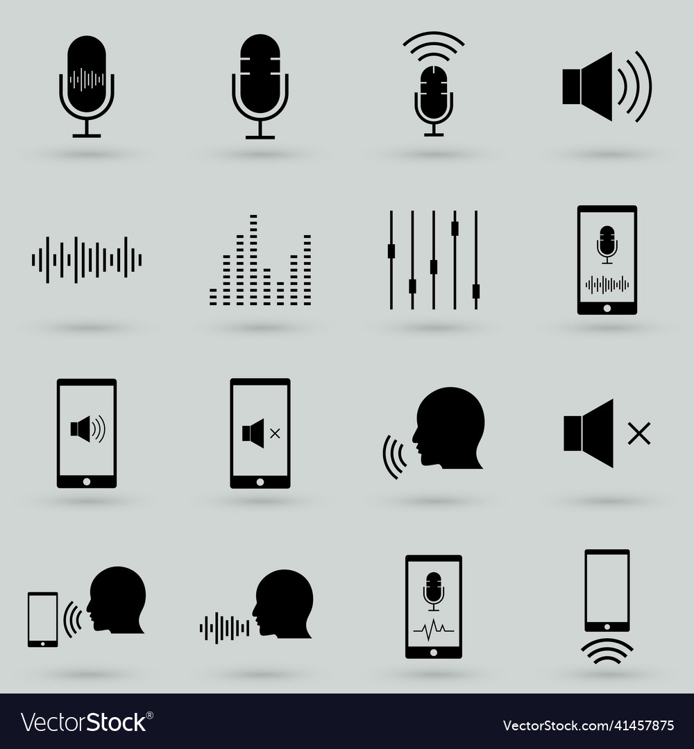 Voiceover or voice command icon with sound wave vector image Voiceover or voice command icon with sound wave