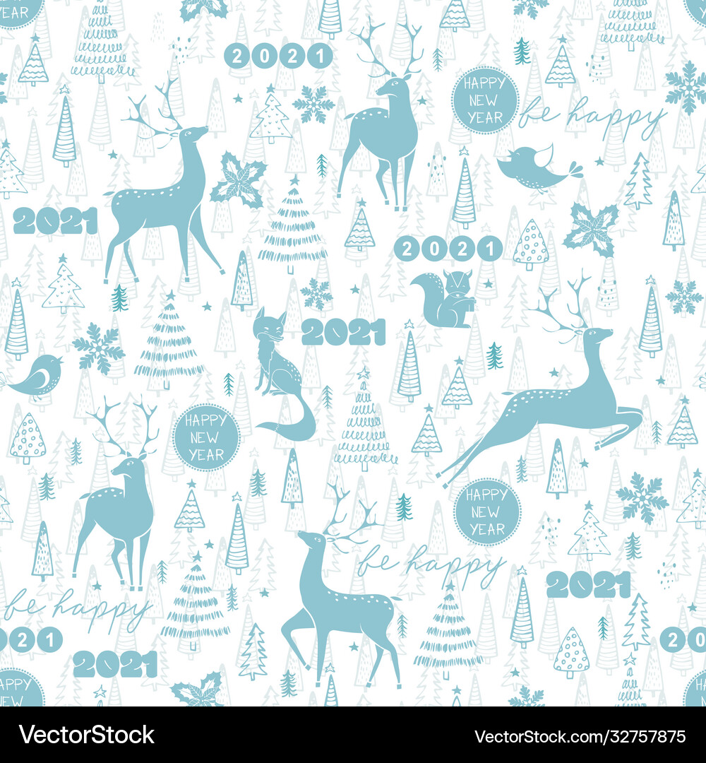 Winter seamless pattern with deer fox squirrel Vector Image