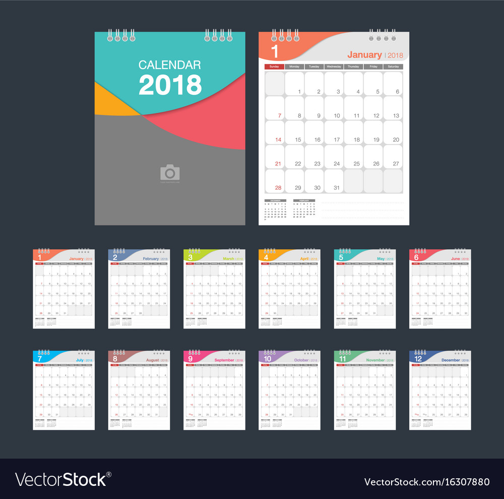 2018 calendar desk calendar modern design Vector Image