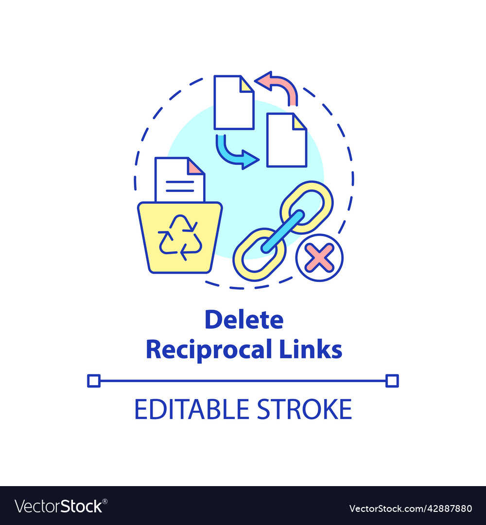 Delete reciprocal links concept icon vector image Delete reciprocal links concept icon