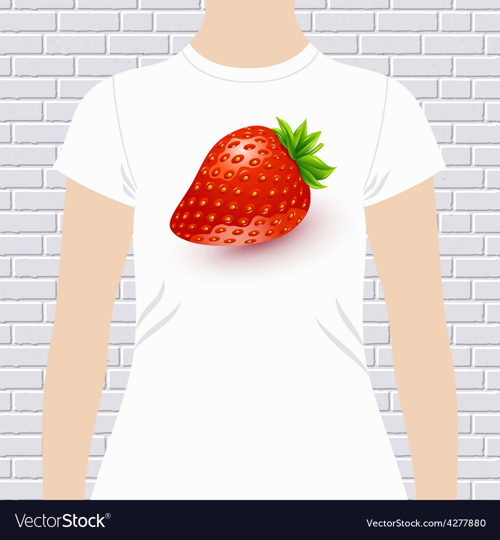 Fun t-shirt design with a luscious ripe strawberry