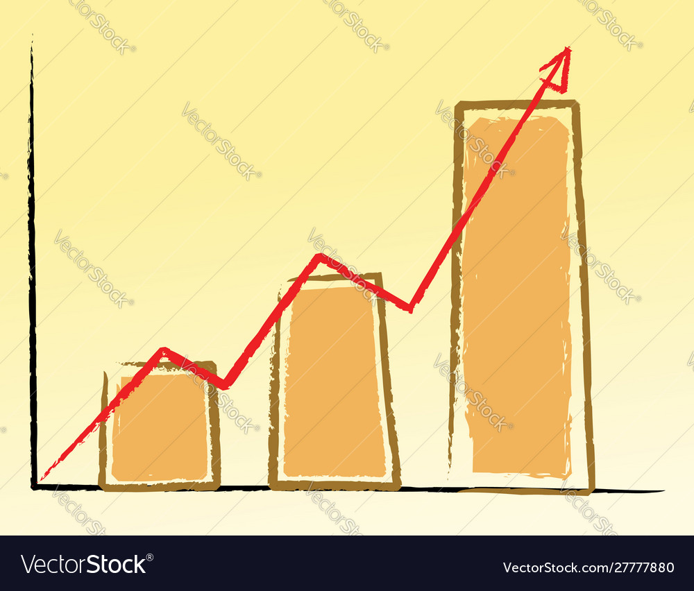 Hand write graph up vector image Hand write graph up