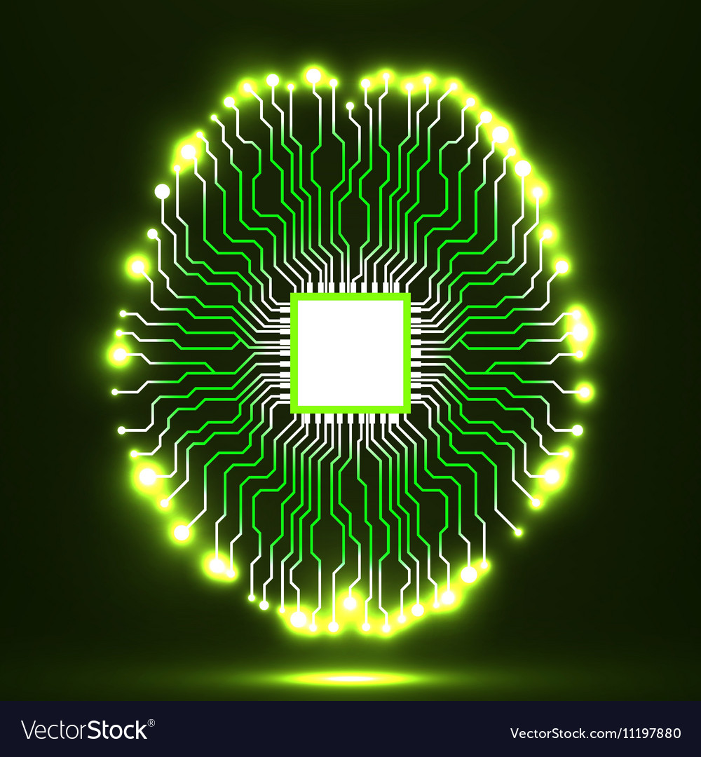 Neon brain cpu circuit board abstract