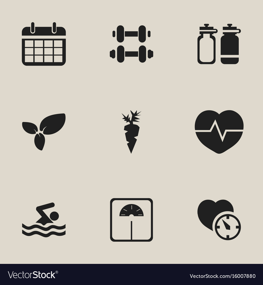 Set of 9 editable exercise icons includes symbols