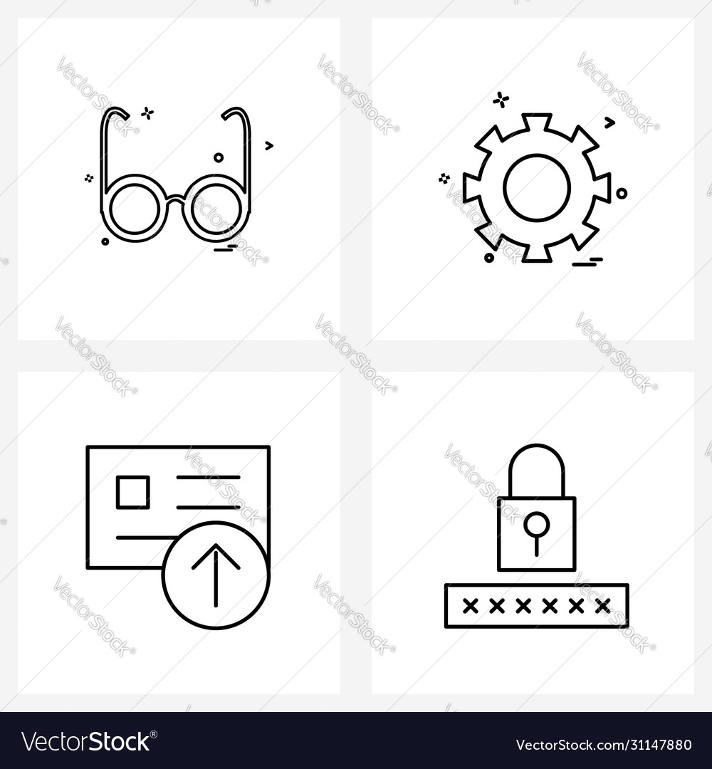 Ui set 4 basic line icons glasses card