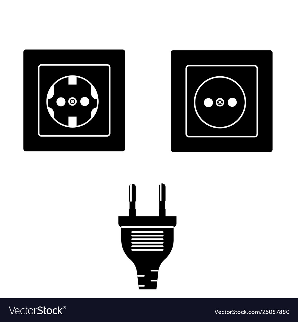 Wall socket and plug isolated icons