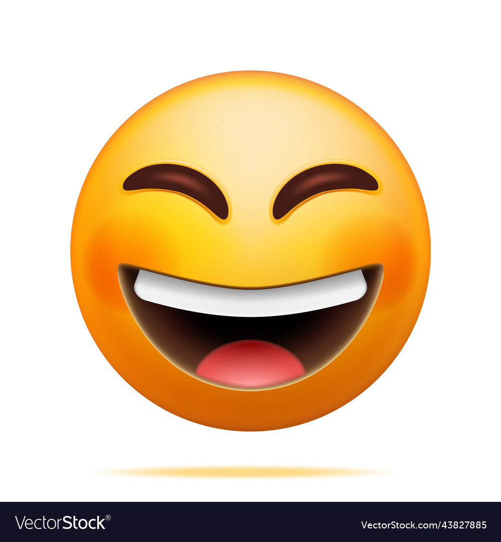 3d yellow laugh emoticon with tears Royalty Free Vector