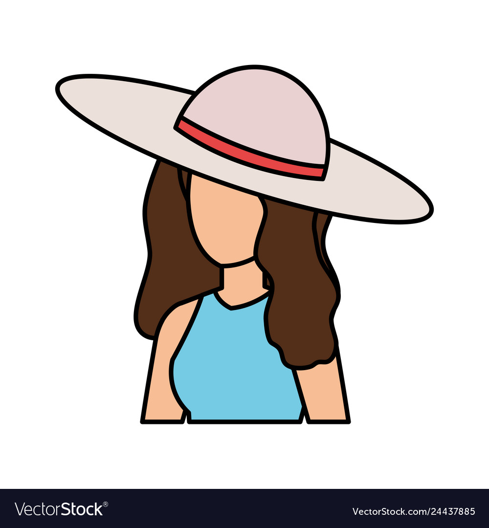 Beautiful tourist girl with summer hat character