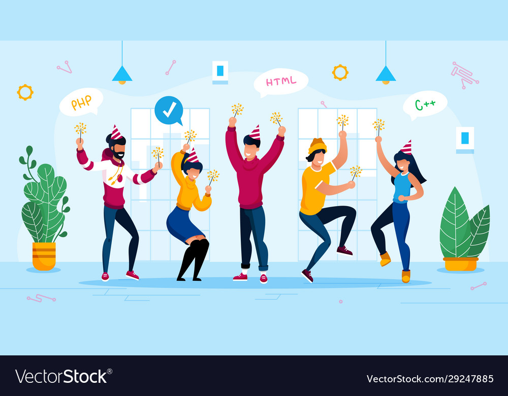 Corporate party celebration flat concept