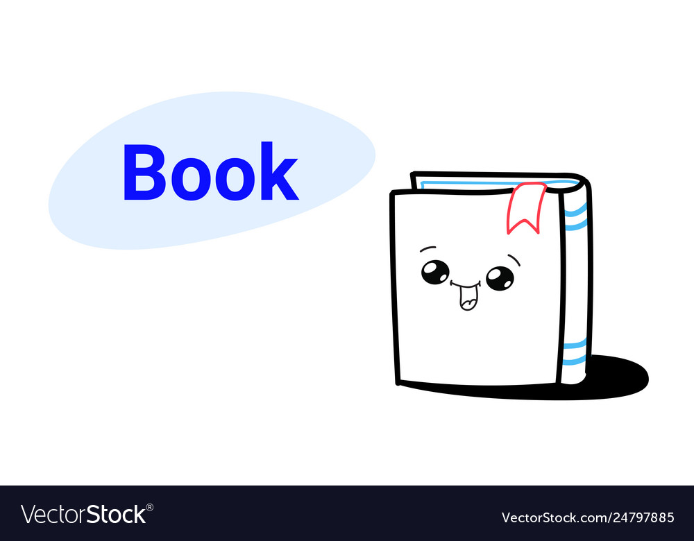 Cute book cartoon comic character with smiling