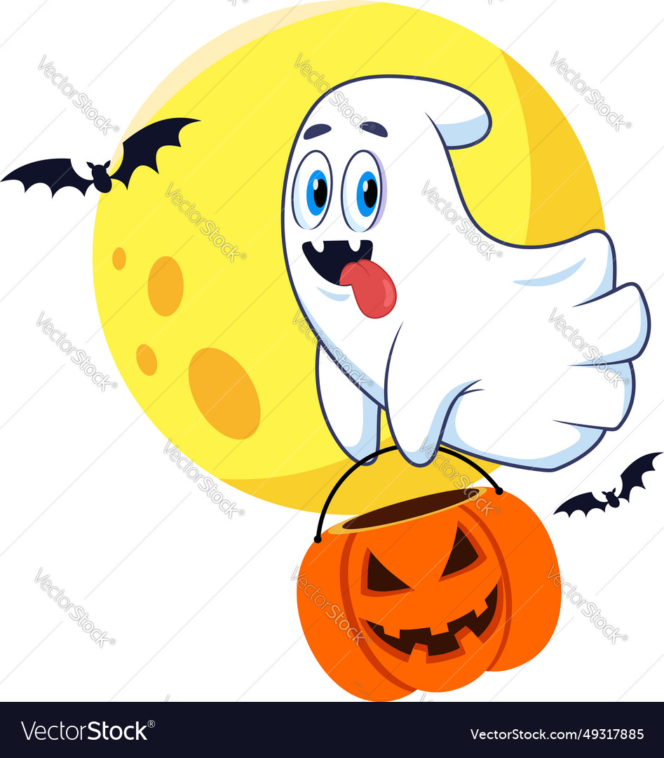 Cute Halloween Ghost Cartoon Character Royalty Free Vector