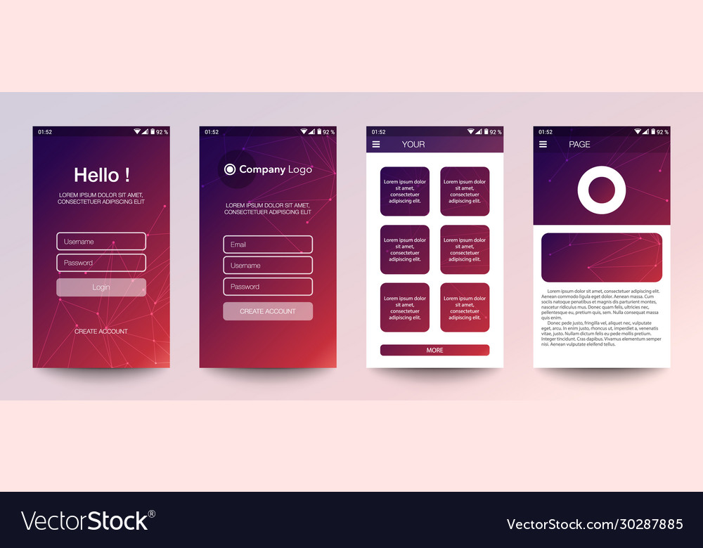 Design mobile app ui ux gui set user vector image Design mobile app ui ux gui set user