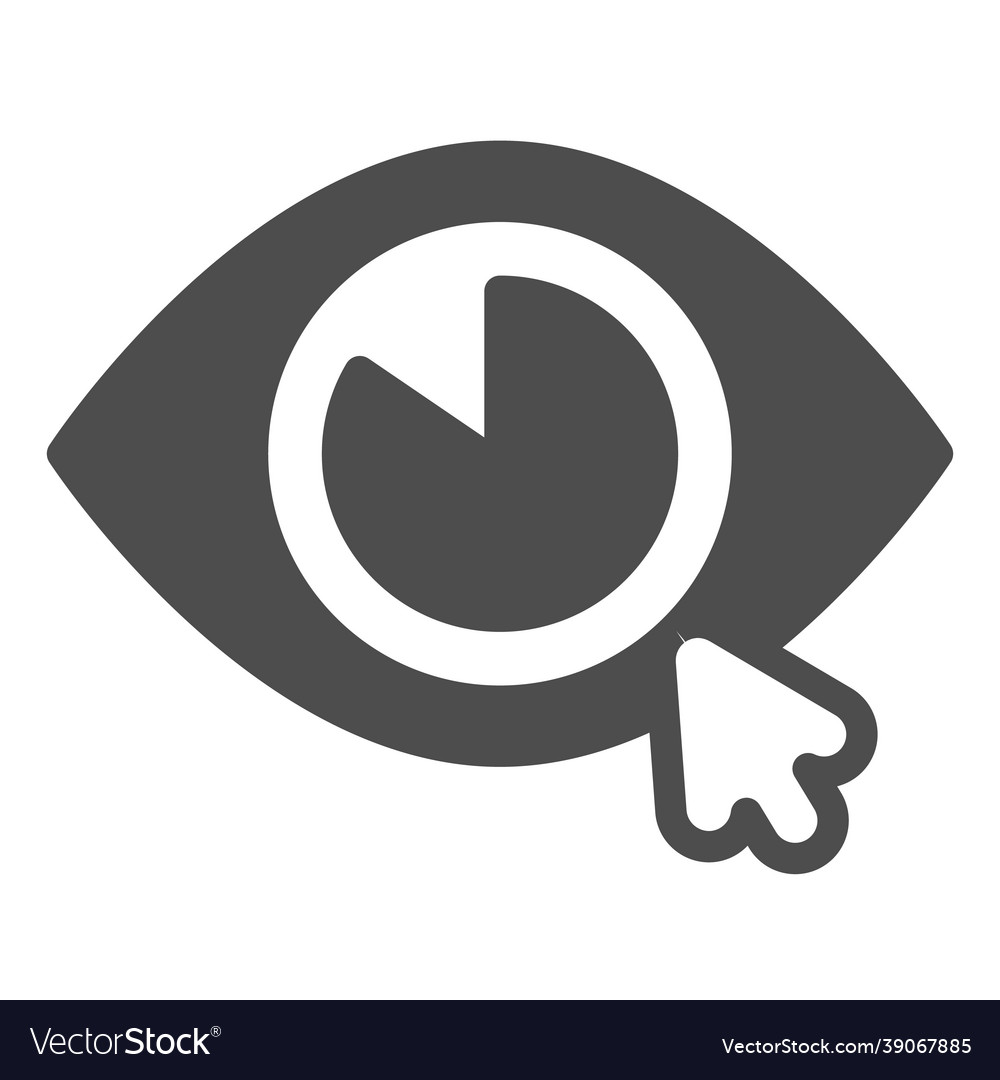 Eye and cursor pointer mouse solid icon web vector image Eye and cursor pointer mouse solid icon web
