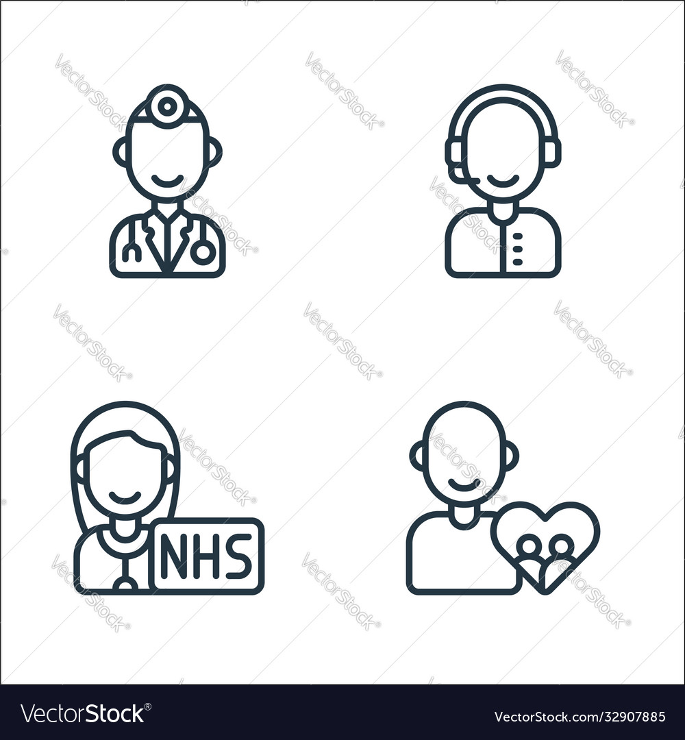 Key workers line icons linear set quality vector image Key workers line icons linear set quality