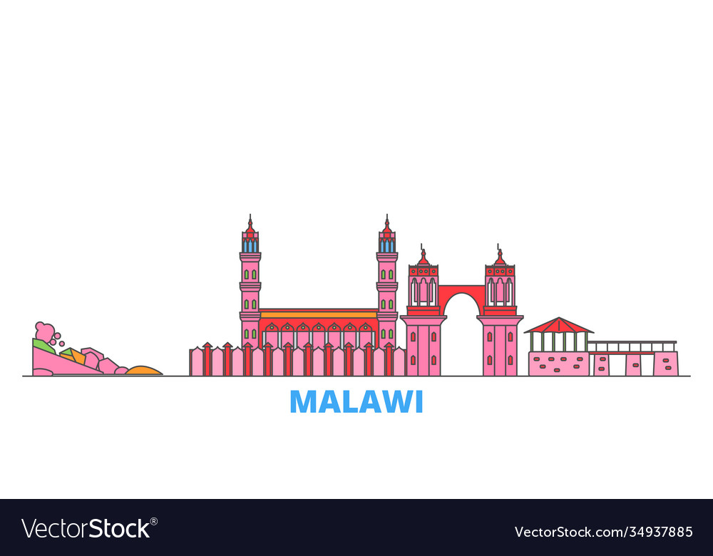 Malawi Linie Stadtlandschaft flache Reisestadt