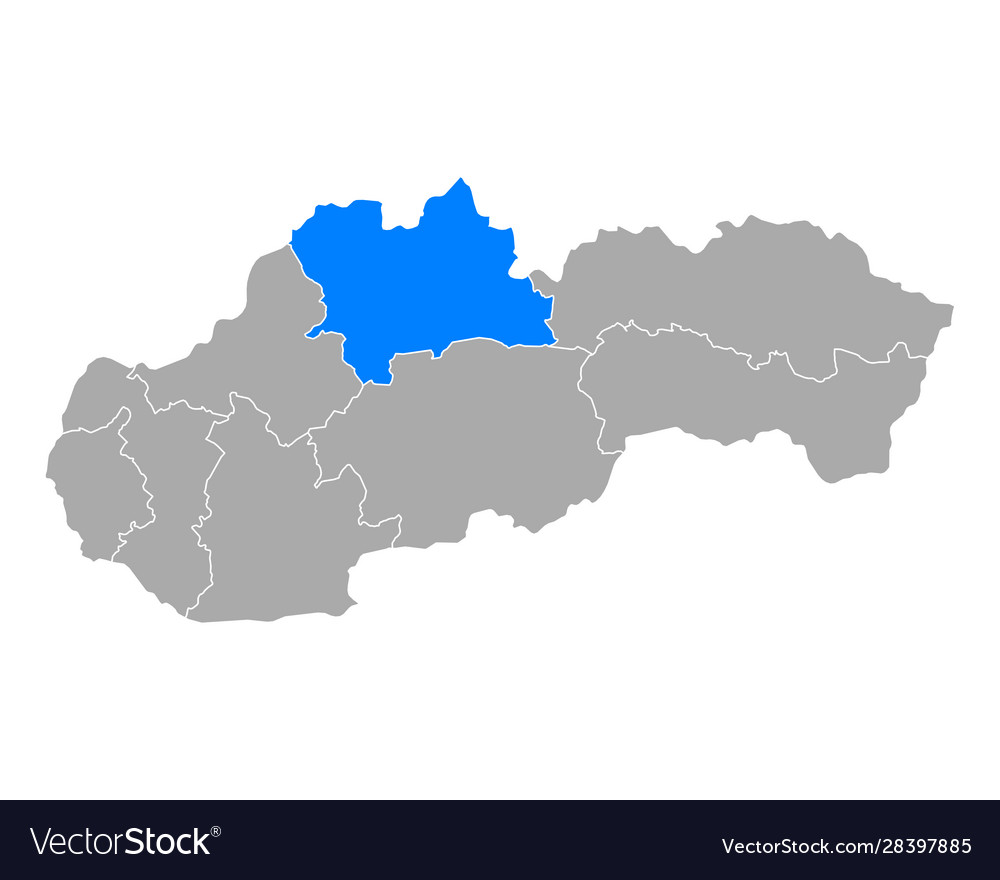 Map zilinsky kraj in slovakia Royalty Free Vector Image