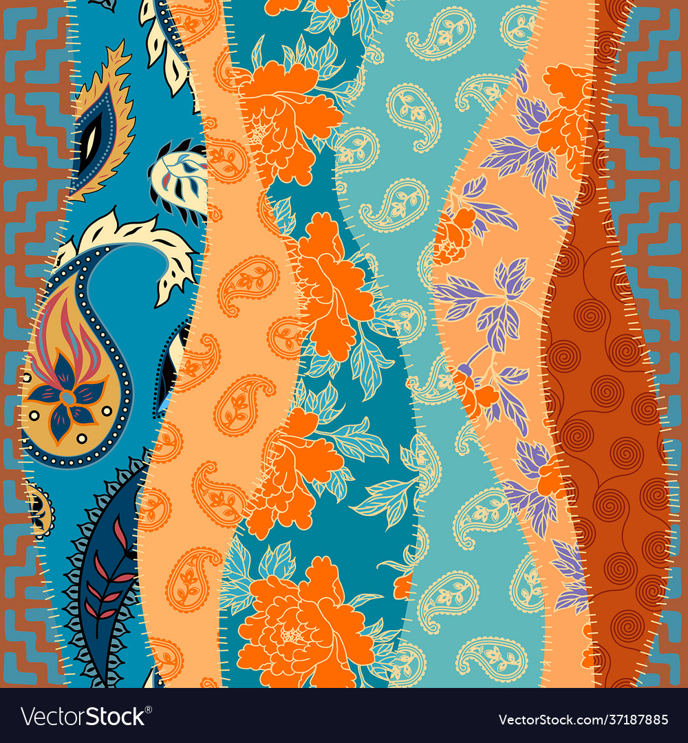 Patchwork textile pattern seamless quilting vector image Patchwork textile pattern seamless quilting