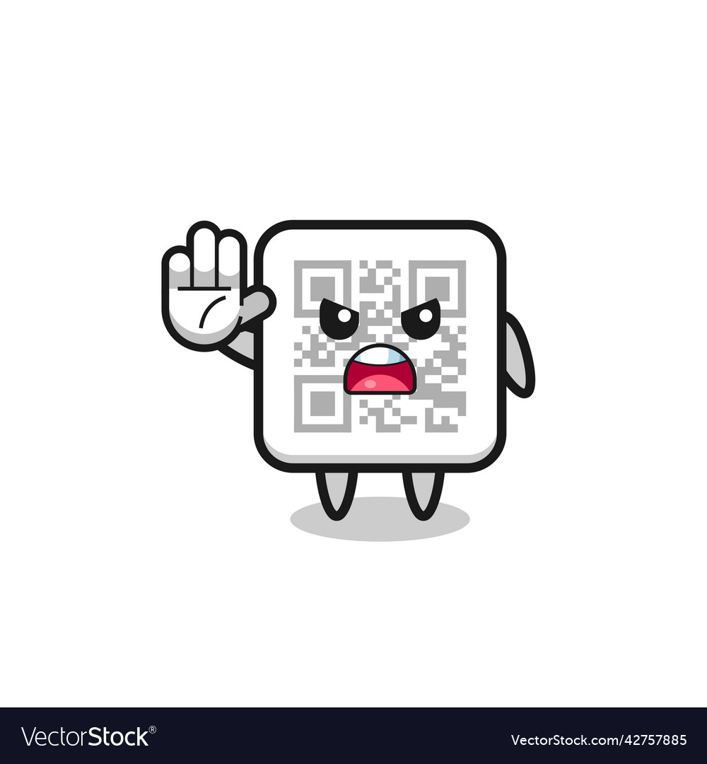 Qr code character doing stop gesture