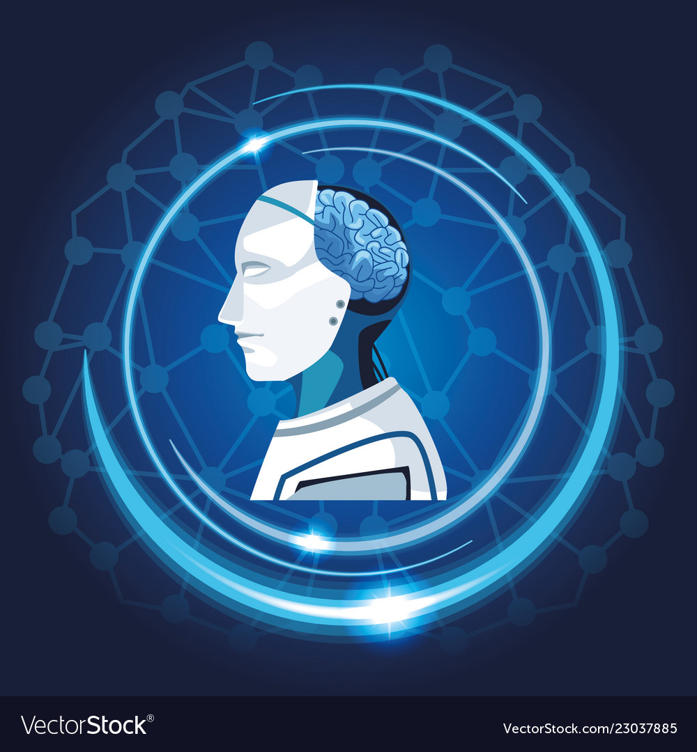 Robot with artificial intelligence Vector Image Robot with artificial intelligence