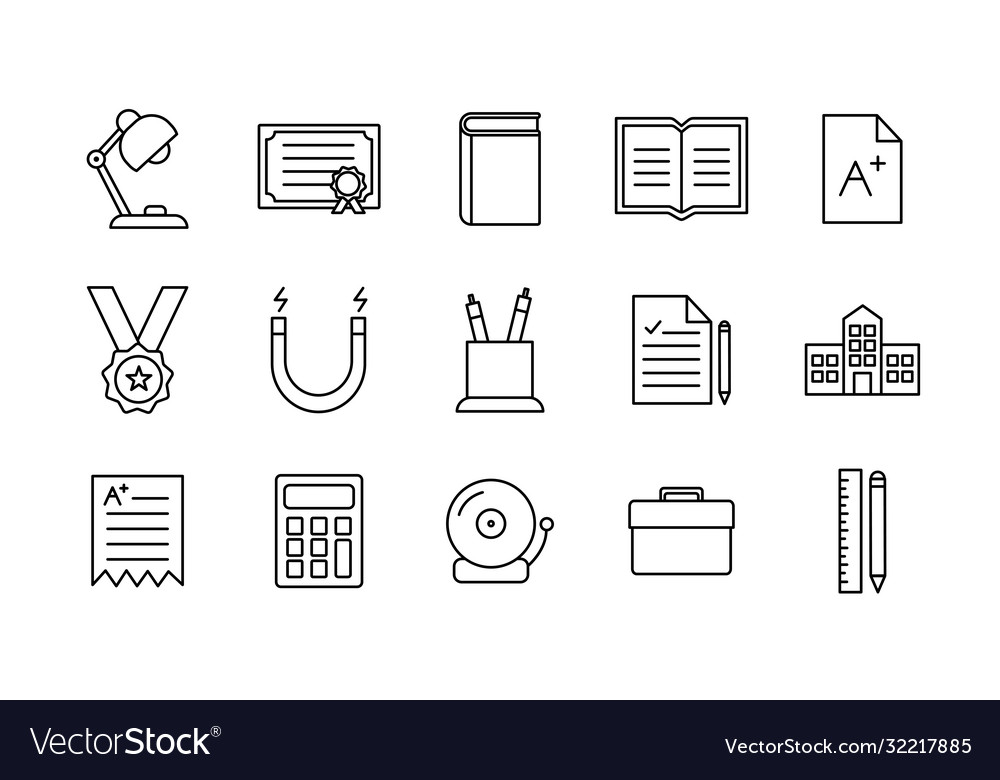 School line style icon set design