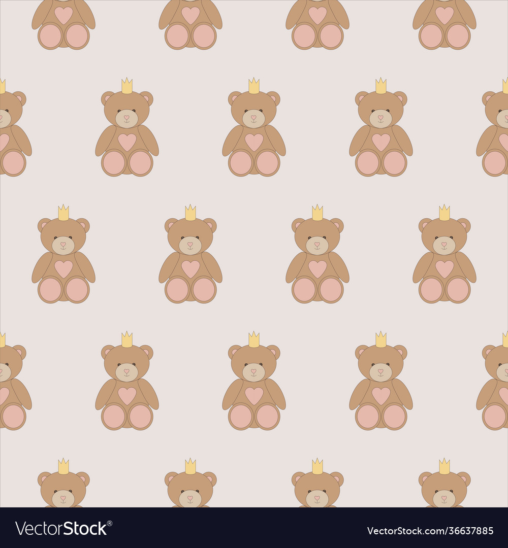 Seamless pattern cute princess teddy bear Vector Image