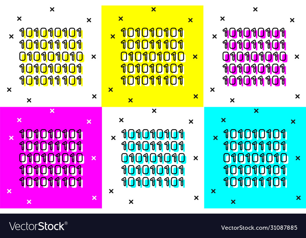 Set binary code icon isolated on color background vector image Set binary code icon isolated on color background