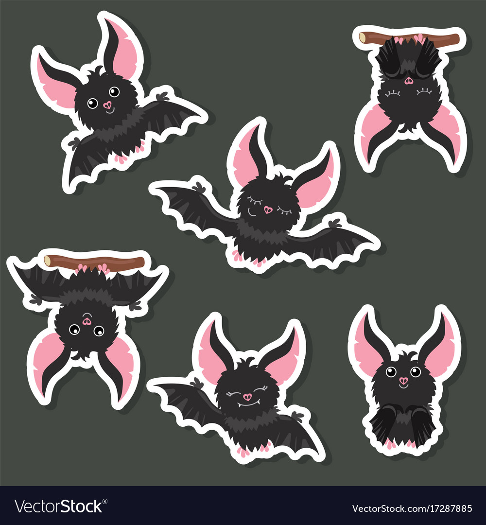 Set of cartoon bats