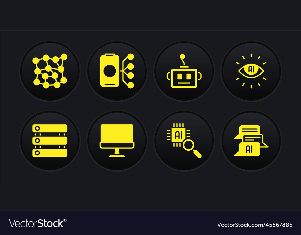 Set server data artificial intelligence ai vector image Set server data artificial intelligence ai