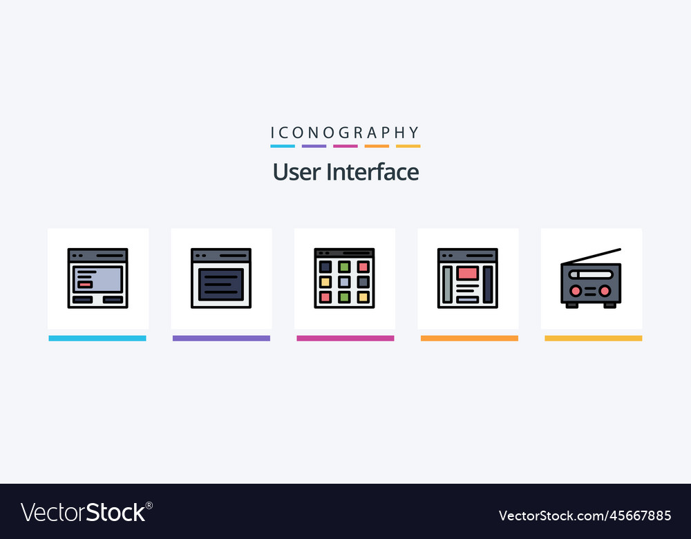 User interface line filled 5 icon pack including