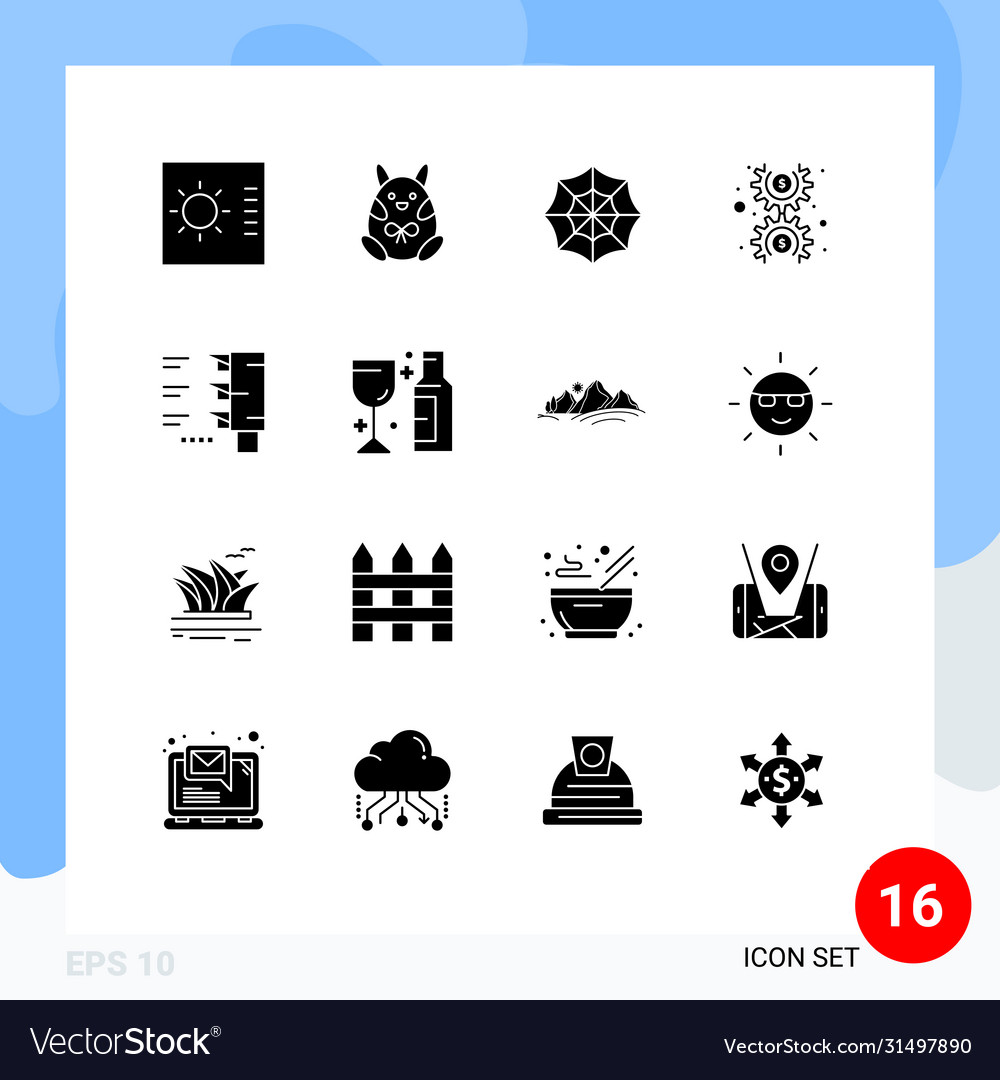 16 universal solid glyphs set for web and mobile
