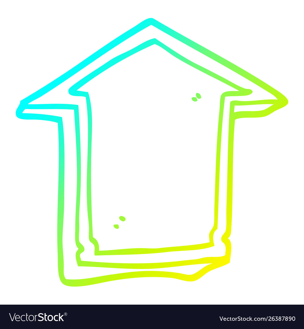 Cold gradient line drawing cartoon arrow pointing