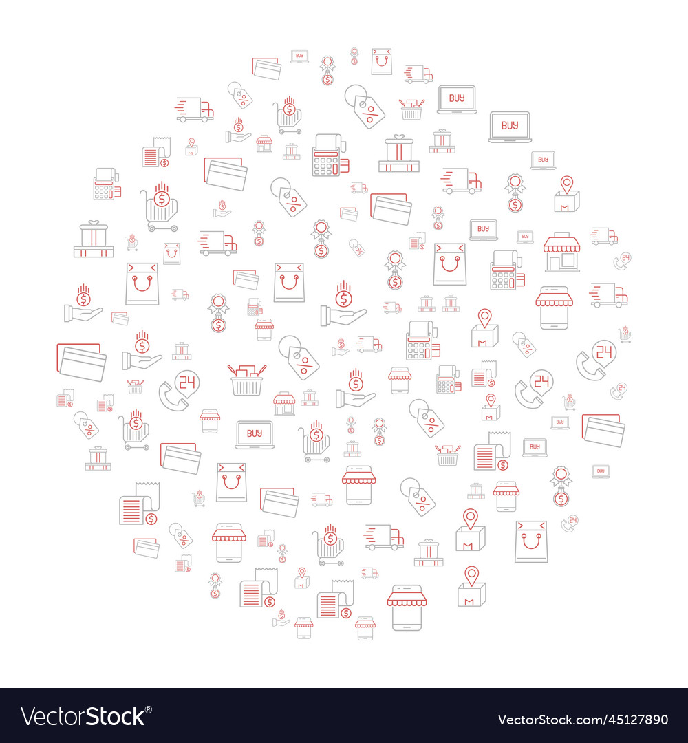Commerce concept in circle with clean and simple