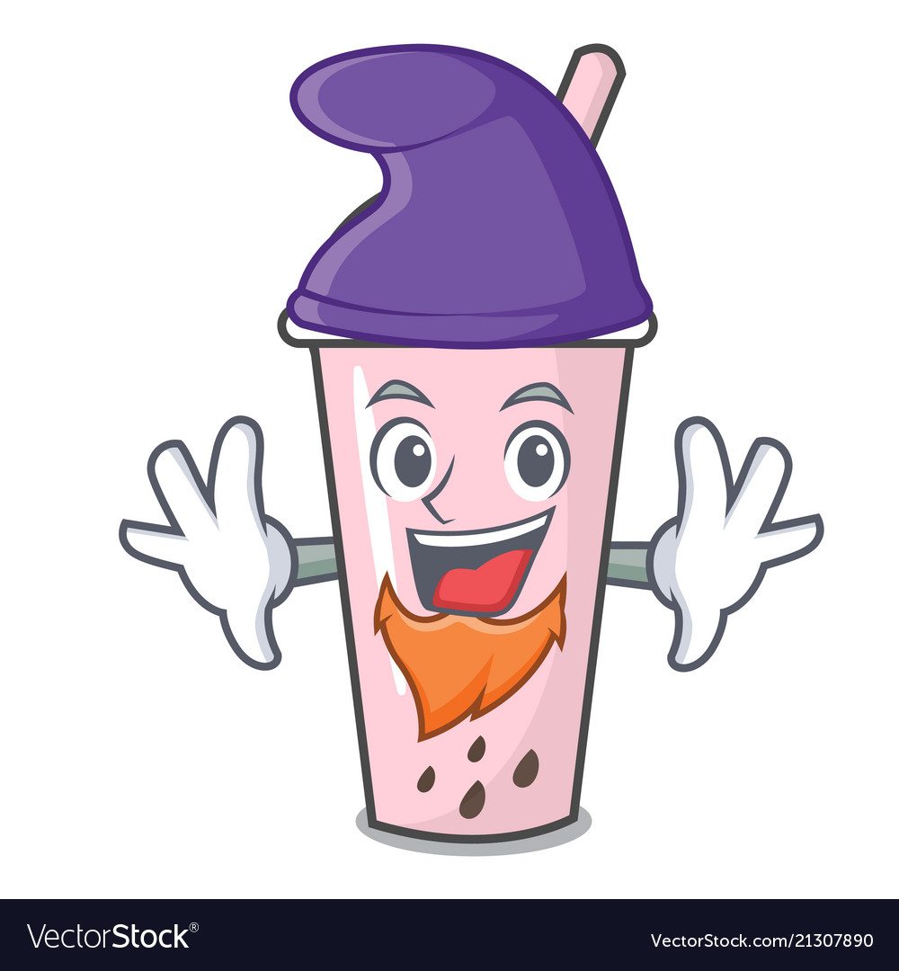 Elf raspberry bubble tea character cartoon